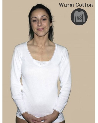 Lot x3 T-shirts à manches longues col rond