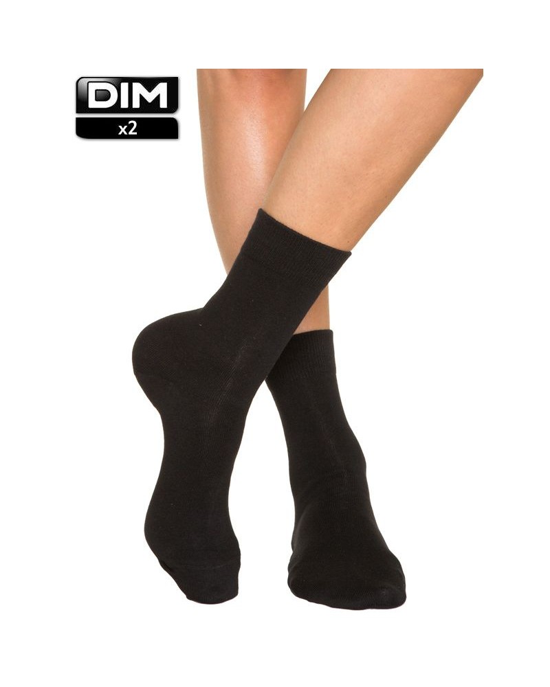Mi-chaussettes femme en coton DIM x2