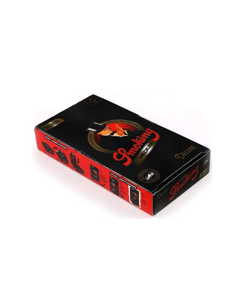 Smoking 1 Box Noir Deluxe Papier à Rouler Taille Moyenne, 1250 Feuilles