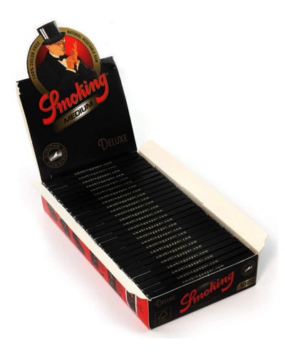 Smoking 1 Box Noir Deluxe Papier à Rouler Taille Moyenne, 1250 Feuilles