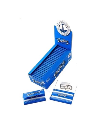 Papier à rouler Smoking bleu, boîte de 25 carnets doubles.