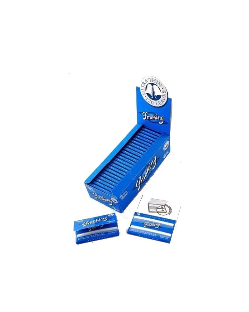 Papier à rouler Smoking bleu, boîte de 25 carnets doubles.