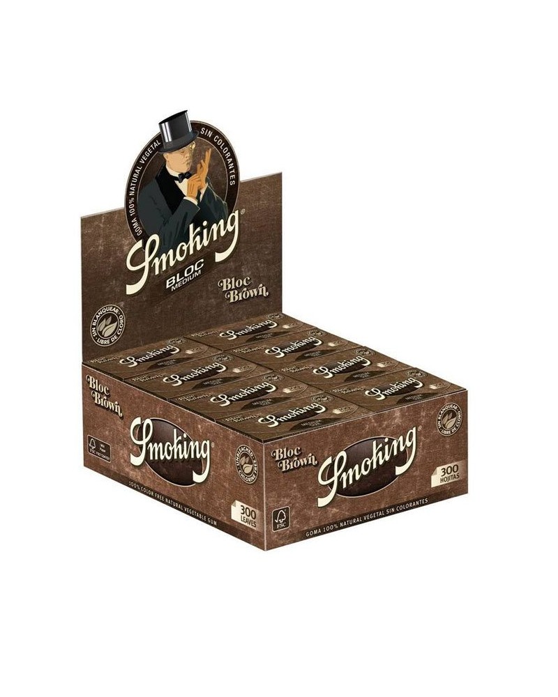 BLOC DE PAPIER MARRON SMOKING. EXPOSANT 40 CARNETS DE 300 FEUILLES
