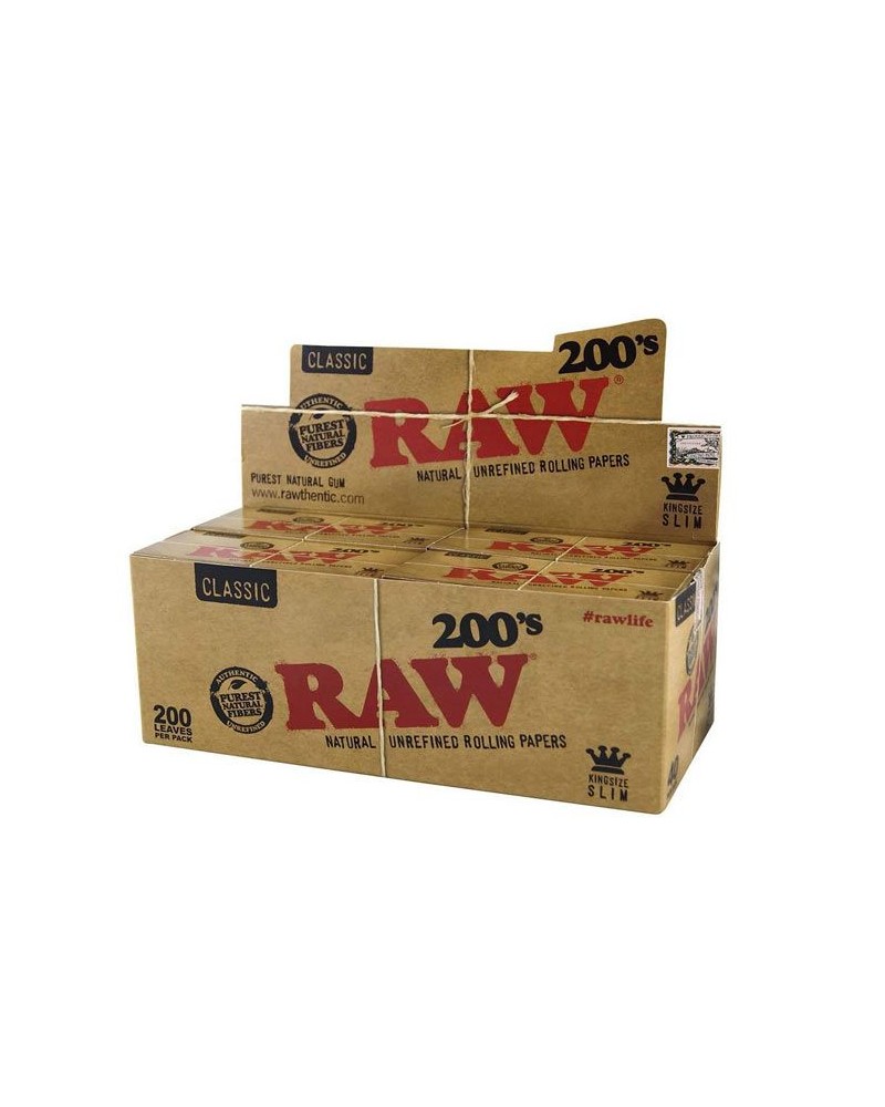 RAW 200's Classic Papier à rouler, 200 feuilles par livret, 1 boîte, 40 pièces