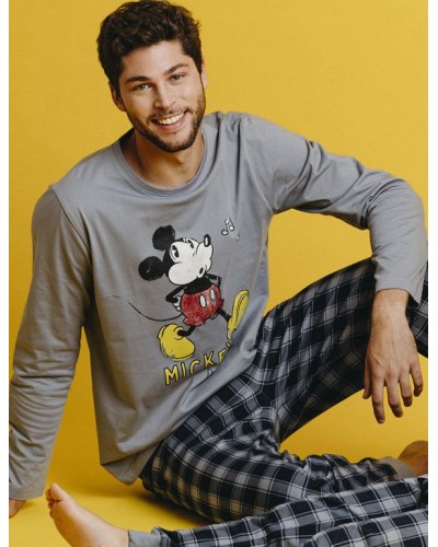 Pyjama coton manches longues Disney gris