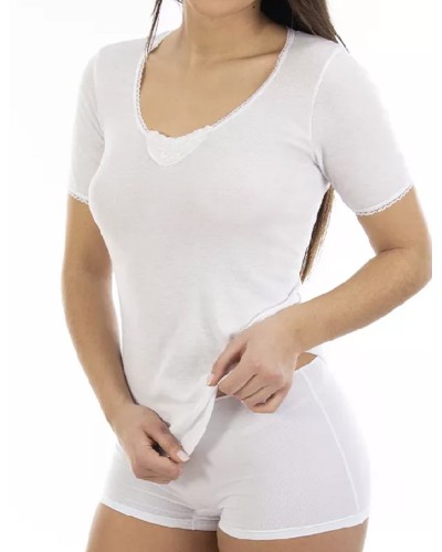 Lot x3 T-shirts Femme M/C Chauds Brodé