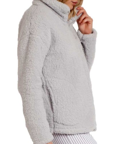 Peignoir Femme Polaire Doux Gris Perle ou Beige | ADMAS Hiver