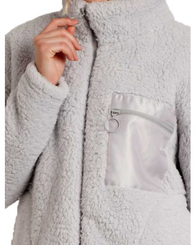 Peignoir Femme Polaire Doux Gris Perle ou Beige | ADMAS Hiver