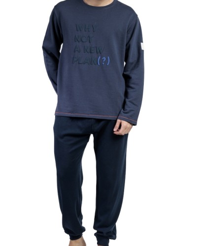 Pijama Hombre NEW PLAN Azul Marino de Felpa by ADMAS