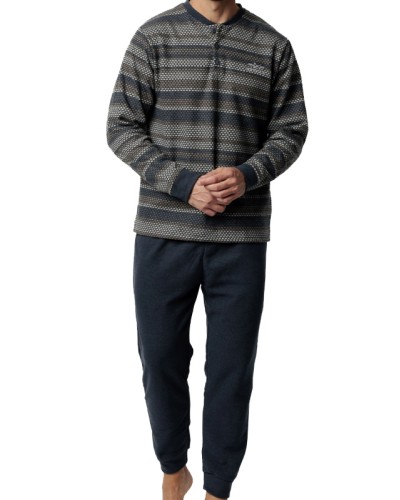 Pyjama Homme Bleu Marine Rayé - Admas
