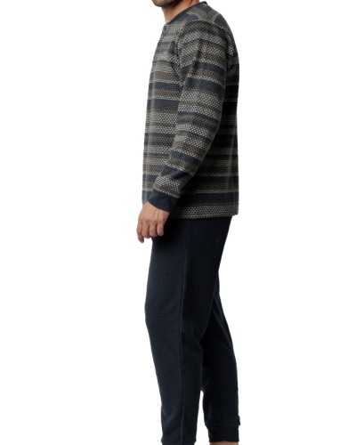 Pyjama Homme Bleu Marine Rayé - Admas