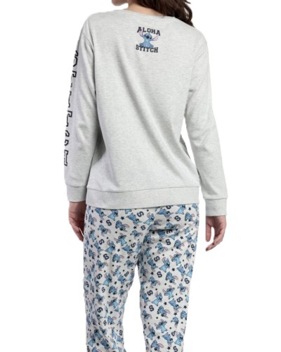 Pyjama Femme Disney Aloha Stitch Gris Clair - Aznar Innova