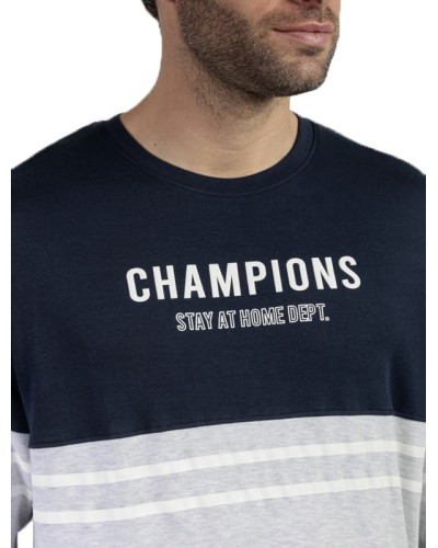 Pyjama Homme Stay At Home Champions Bleu Marine - Admas