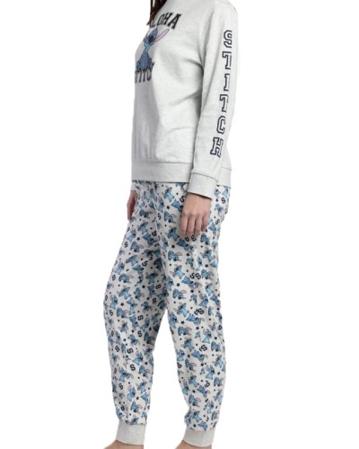 Pyjama Femme Disney Aloha Stitch Gris Clair - Aznar Innova