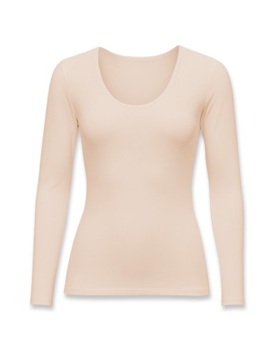 T-shirt en coton à manches longues et encolure ronde - Avet