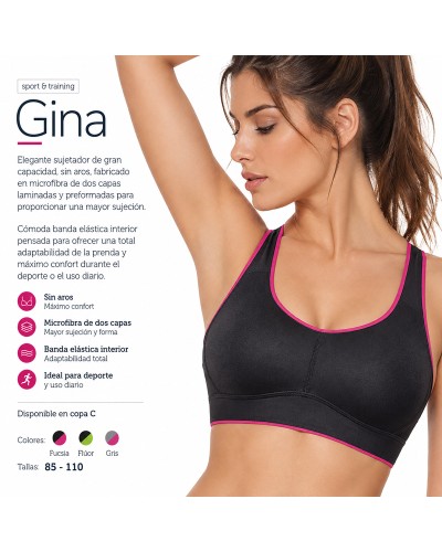 Soutien-gorge de sport sans armatures GINA double couche, bonnet C - Selene
