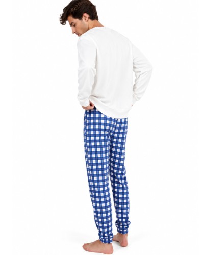 Pyjama homme Beatles en coton avec pantalon à carreaux - GISELA