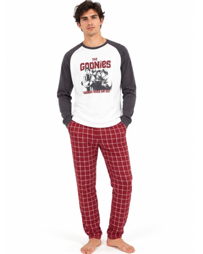 Pyjama long en coton pour homme, inspiré des Goonies, avec pantalon à carreaux - GISELA