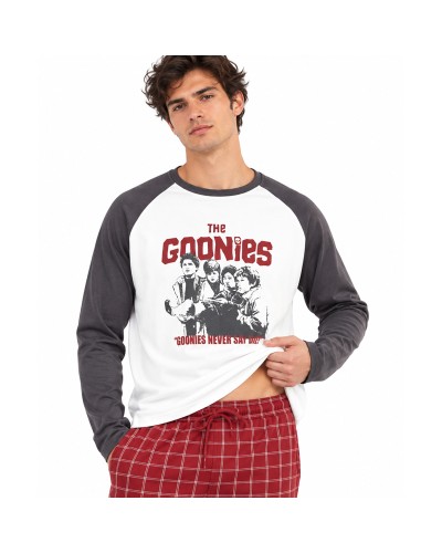 Pyjama long en coton pour homme, inspiré des Goonies, avec pantalon à carreaux - GISELA