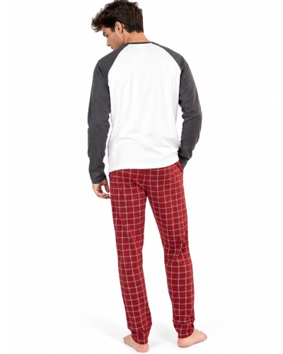 Pyjama long en coton pour homme, inspiré des Goonies, avec pantalon à carreaux - GISELA
