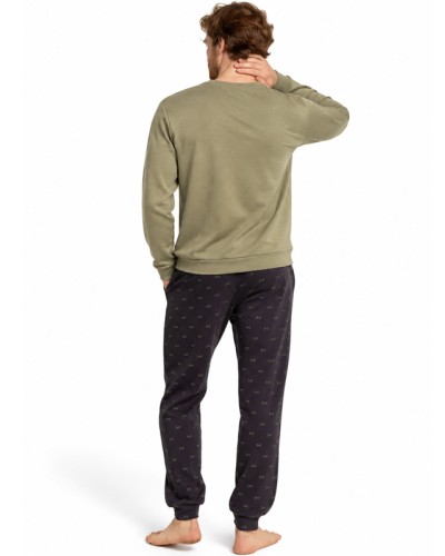 Pyjama Homme ADMAS Camp Car Long en Coton Kaki