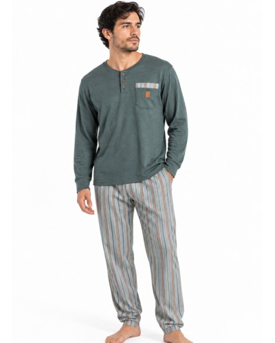 Pyjama Homme ADMAS Classic Caribou Vert Long en Coton