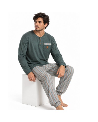 Pyjama Homme ADMAS Classic Caribou Vert Long en Coton