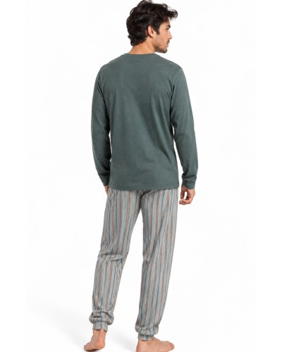 Pyjama Homme ADMAS Classic Caribou Vert Long en Coton