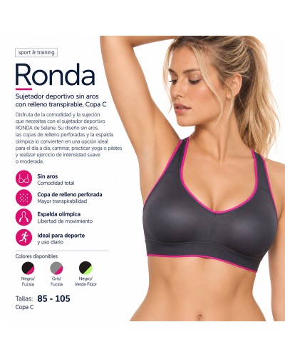 Soutien-gorge de sport RONDA sans armatures avec coques rembourrées respirantes, bonnet C – Selene