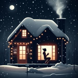Une maison enneigée, illuminée, décorée, chaleureuse et féérique avec une cheminée enfumée