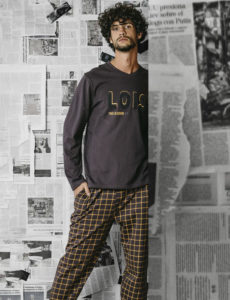 Pyjama Lois Homme Modèle Speedway en teinte Marengo. Pyjamas LOIS pour l'Hiver