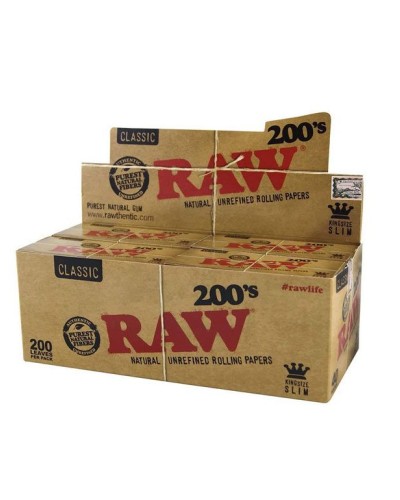 RAW 200's Classic Papier à rouler, 200 feuilles par livret, 1 boîte, 40 pièces